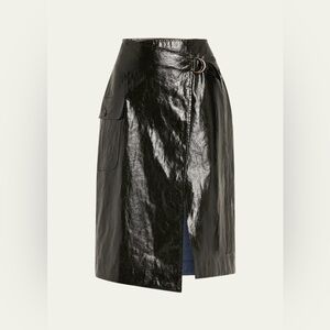 Ulla Johnson Glossy Black Wrap Pencil Skirt (6)